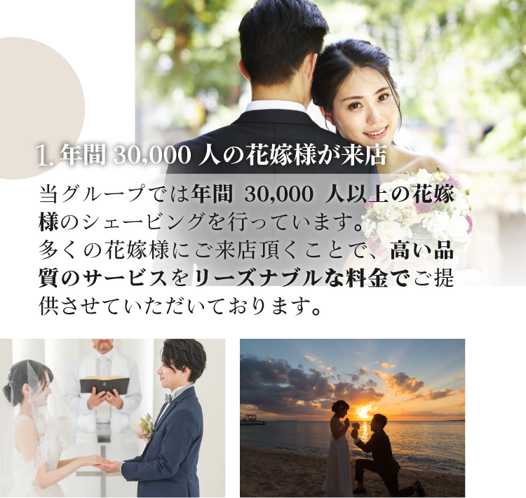 年間30,000人の花嫁様が来店