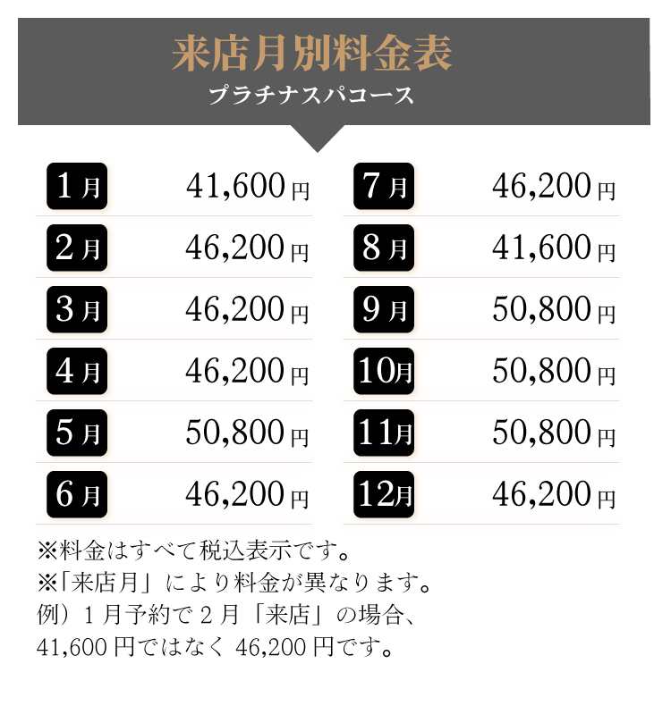 プラチナスパ料金